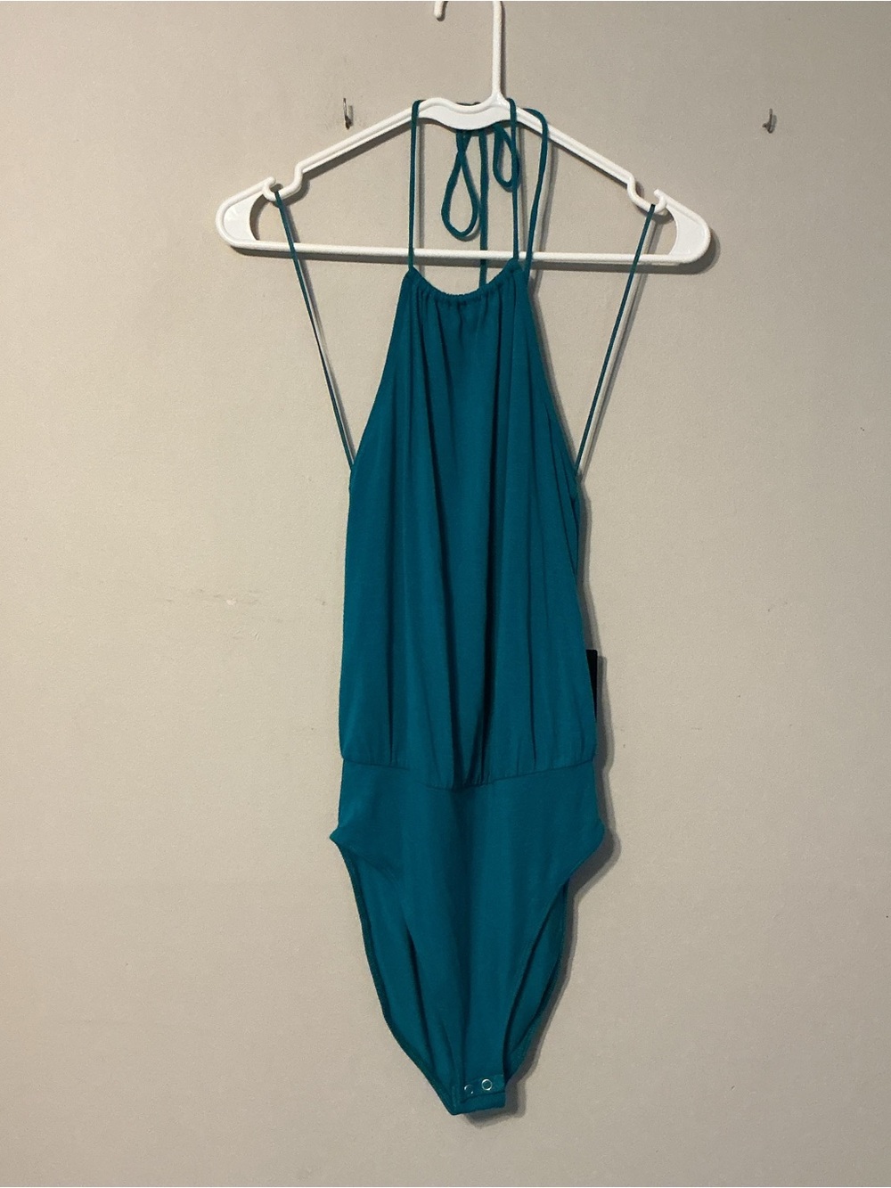 Express One Eleven Teal Halter Bodysuit